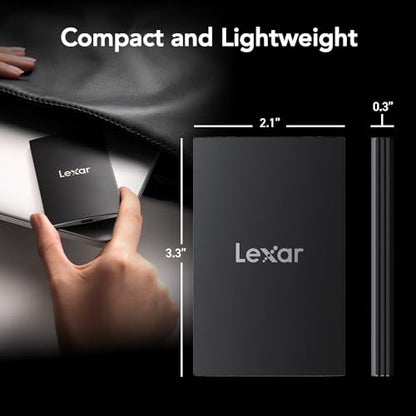 Lexar 2TB SL500 Portable SSD, 2000MB/s Read, 1800MB/s Write, USB Type-C, Black