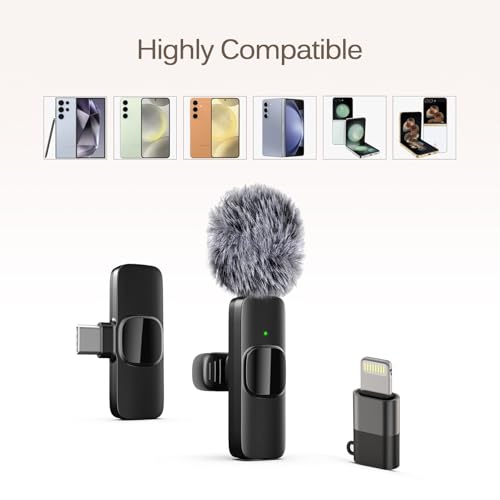 Labstandard Wireless Lavalier Microphone K9 Dual Channel Omnidirectional - Bluetooth-Compatible, USB Type-C & Lightning for Smartphones