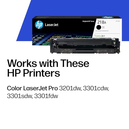HP 218A Black Toner Cartridge | W2180A | Compatible with HP Color LaserJet Pro 3201dw, MFP 3301 Series | High Yield | Genuine