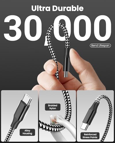Bkayp 10ft USB C to USB C Cable 60W Power Delivery 3-Pack Fast Charging