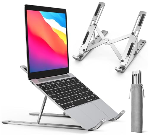 ivoler Portable Aluminum Laptop Stand AMUSA20710001 Universal Ergonomic, Adjustable Height, Tabletop Mount