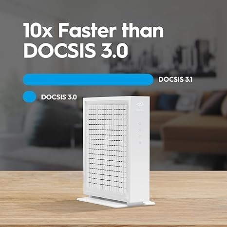 Hitron 2.5 Gbps DOCSIS 3.1 Cable Modem | Ethernet Connectivity | 1 Ethernet Port | 8.13" Height