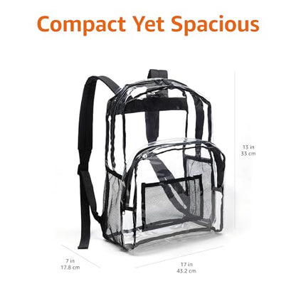 Amazon Basics 17" x 7" x 13" School Backpack, Clear, Daypack Design, Sports Theme