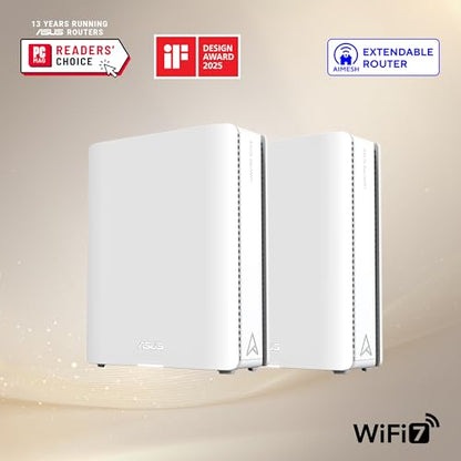 ASUS ZenWiFi BQ16 Pro 2-Pack Quad-Band WiFi 7 Mesh Router, 8000 Sq Ft Coverage, 2x 10G Ports Each