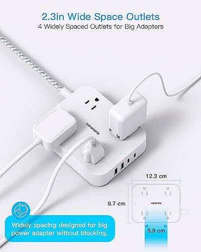 HANYCONY 5ft Power Strip HN43T 4 Outlets 4 USB Ports Type B