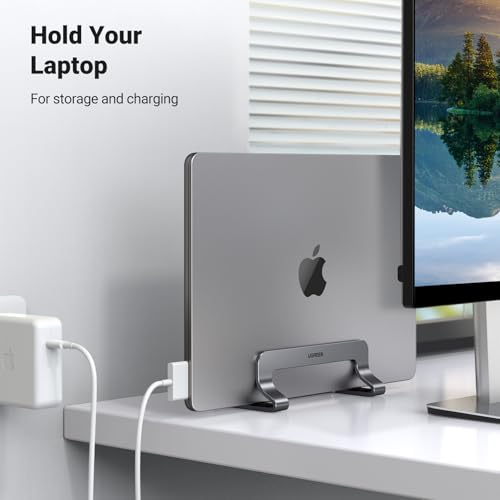 UGREEN 1 Unit Vertical Laptop Stand Model 20471 Aluminum Adjustable Tabletop Silver Gray