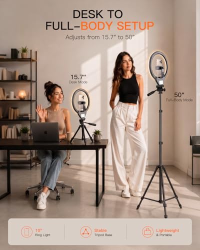 SENSYNE 50" Sensyne LED Ring Light & Tripod Stand for Smartphones - USB Connectivity - Waterproof - 110 Grams