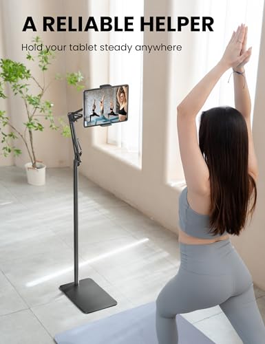 SteelStorm Floor Tablet Stand STEELSTORM-L7 Universal Holder, Adjustable Height, 360-Degree Rotation, Compatible with Devices 4.7"-12.9"
