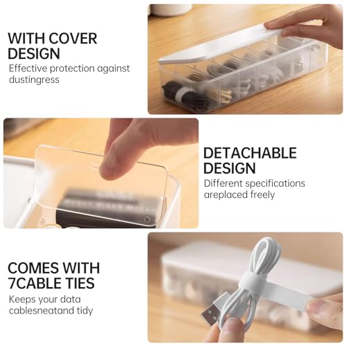 PAVSTINE 3.54x10.24x1.97 in CSB-WH Cable Organizer with 7 Compartments