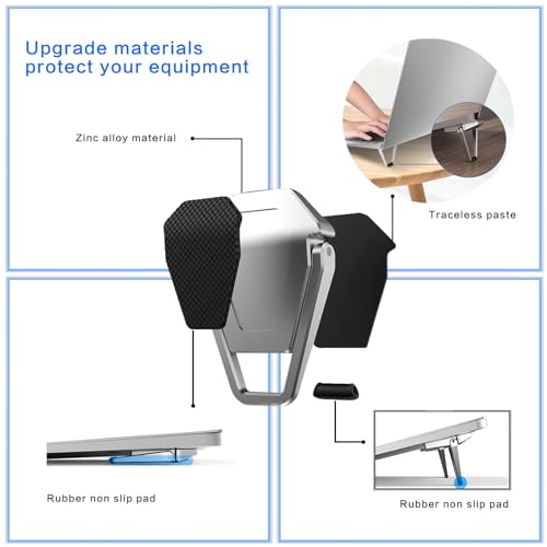 ELE DEPI 2 Pack Portable Laptop Stand DP-001 Silver Adjustable Foldable Zinc Alloy