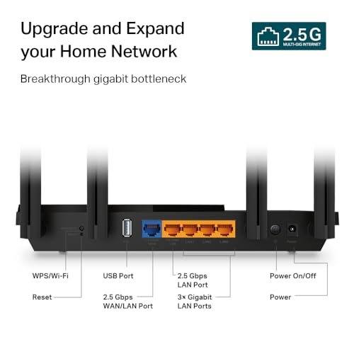 TP-Link Archer AX55 Pro - Dual-Band WiFi 6 Router - 4 Antennas - 2.5G WAN and LAN Ports - Up to 2976 Mbps - WPA3 Security - Ethernet and USB Connectivity