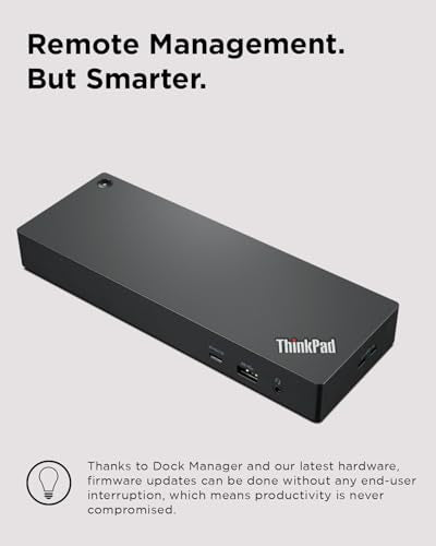 Lenovo 6"L x 3"W x 1"H 40B00135US Docking Station with Thunderbolt 4, 11 Ports, 100 Watt Power Supply, Black