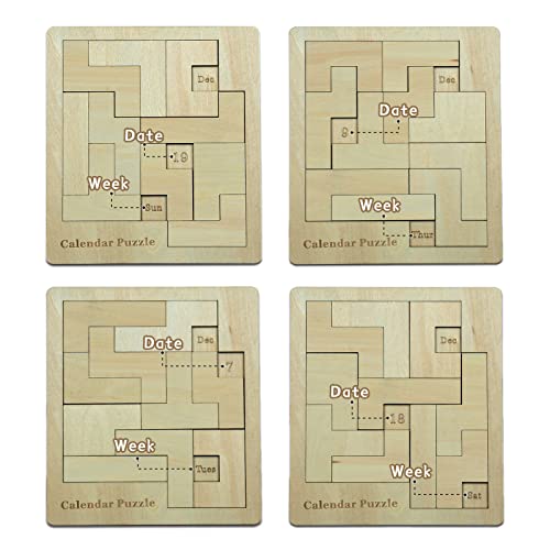 XHDAI 9.8 x 7.8 inch Wooden Calendar Puzzle Model# B09N8L8Z66