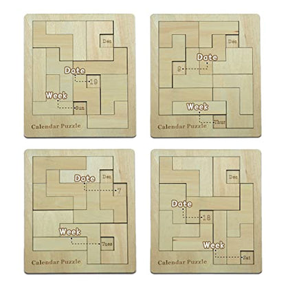 XHDAI 9.8 x 7.8 inch Wooden Calendar Puzzle Model# B09N8L8Z66