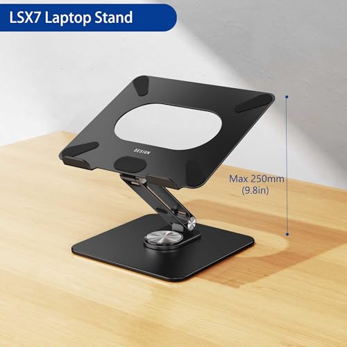 BESIGN LSX7 Tower Ergonomic Adjustable Laptop Stand with Clip Holder, Black