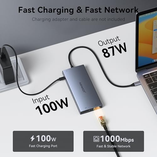 ABIWAZY 15-in-1 USB C Docking Station with Dual HDMI 4K, DisplayPort 8K, 100W PD, Ethernet, Audio, SD/MicroSD, Model AB026