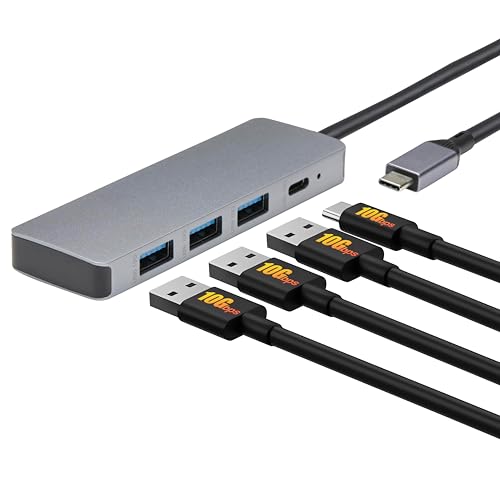 Amazon Basics USB Hub Dock with 5 Ports, USB 3.2/3.1, Supports 10 Gbps, Silver, Black