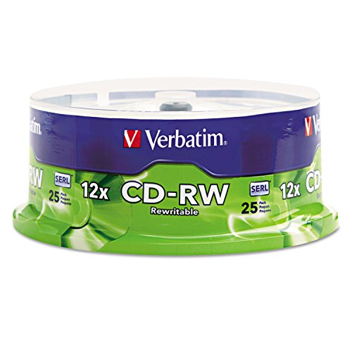 Verbatim 700MB 95155 12x CD-RW Media Disc 80 Minutes 25 Count Spindle