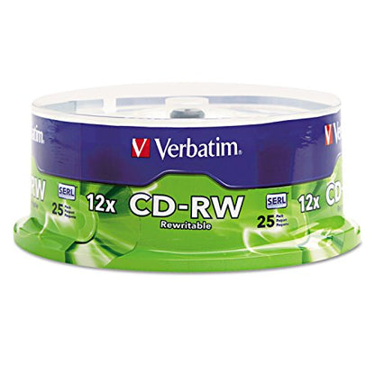 Verbatim 700MB 95155 12x CD-RW Media Disc 80 Minutes 25 Count Spindle