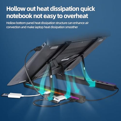 Adjustable Laptop Stand USB Hub Foldable Aluminum Black