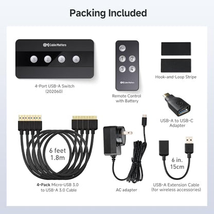 Cable Matters 4-Port USB 3.0 Switch 5V DC Manual 10A IP54