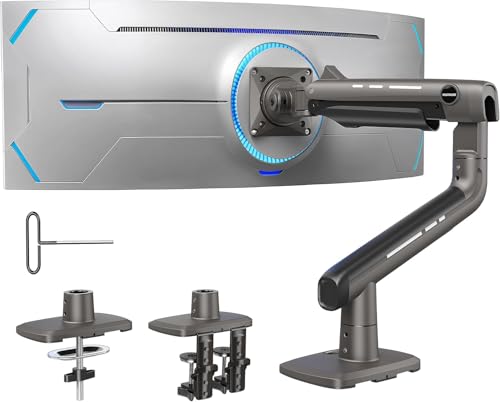 HUANUO 17-49 Inches HNSS48B Tabletop Mount Black Alloy Steel Monitor Arm 50 Degree Tilt Swivel Rotation
