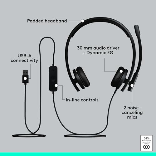 Logitech H570e USB Headset 981-001428 Wired, Stereo, Noise Cancelling
