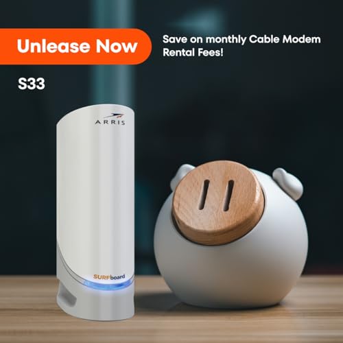 ARRIS S33 Multi-Gig Cable Modem | 2.5Gbps Ethernet Connectivity | 2 Ports | Cable Internet Compatible