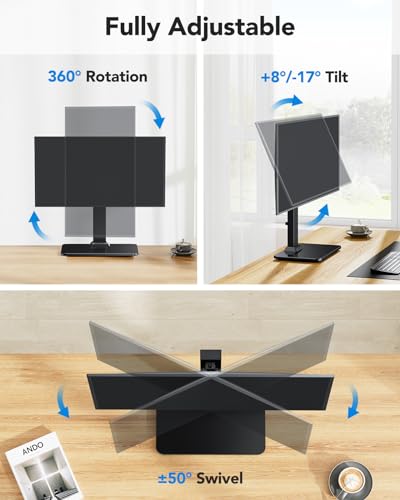 HUANUO 13-34 Inch HNTVS29 Tempered Glass Rotating Tilt Swivel Tabletop Mount