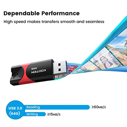 KOOTION 64 GB U217-Red-3.0 USB Flash Drive USB 3.0