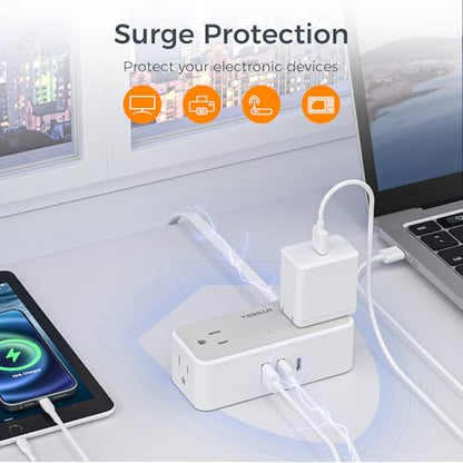 TESSAN 5 FT Extension Cord Model TS-1020-C with 4 AC Outlets and 3 USB Ports