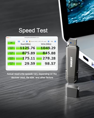 Vansuny 1TB USB 3.2 Solid State Drive USB A + Type C Portable External SSD