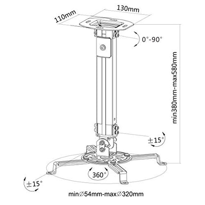 VIVO 1.0 Count MOUNT-VP02W White Ceiling Mount for Projectors