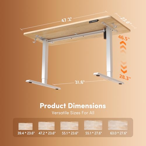 FEZIBO Electric Height Adjustable Standing Desk 48"x24" Maple Surface Steel Frame