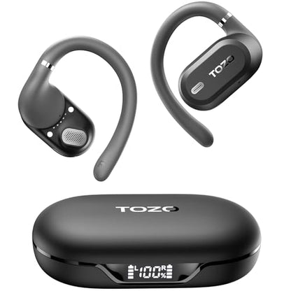 TOZO T13051 OpenWear Wireless Earbuds, Bluetooth 5.4, 60 Hours Battery Life, IPX6 Waterproof, Smart Display