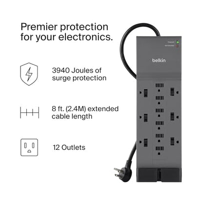 Belkin 12 Outlet Surge Protector SRA009p12tt8 125V 15A