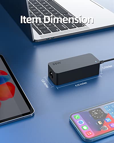 Superer 65W USB-C Laptop Charger for Lenovo Devices - Model SR20325LM - AC Adapter - Black