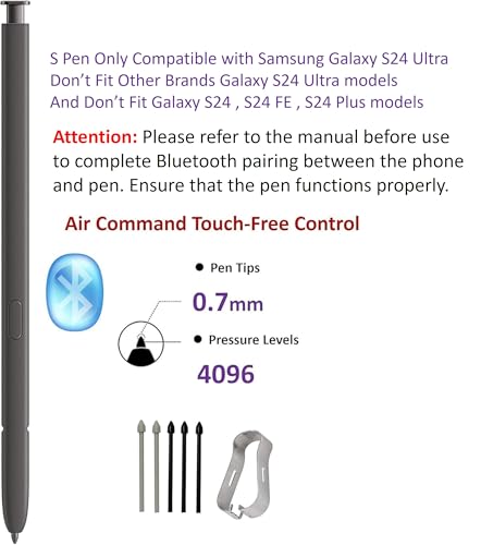 SLQ S Pen 6 Count SM-S918 Compatible with Samsung Galaxy S24 Ultra 5G Black