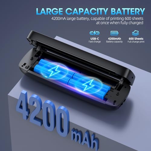 Alinayee 12.2"x3.93"x4.84" Inkless Portable Thermal Printer Monochrome Bluetooth/USB Connectivity