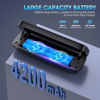 Alinayee 12.2"x3.93"x4.84" Inkless Portable Thermal Printer Monochrome Bluetooth/USB Connectivity