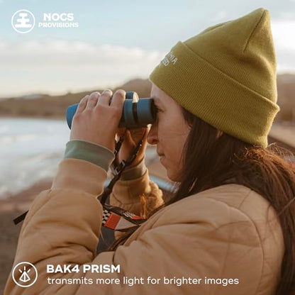 Nocs Provisions Field Issue Compact 8x32 Waterproof Binoculars, 8X Magnification, Roof Prism, Fully Multi-Coated, Tripod Mount