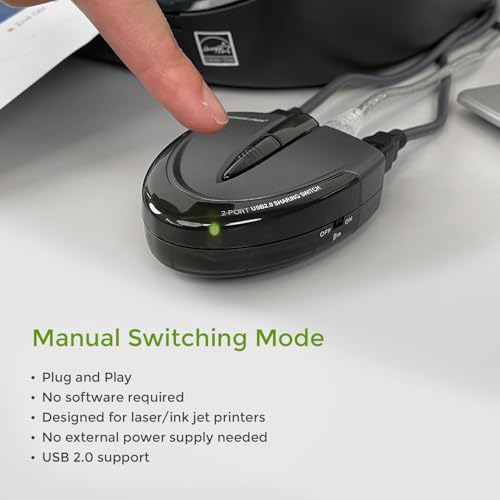 IOGEAR 2-Port USB 2.0 Automatic Printer Switch Model GUB231