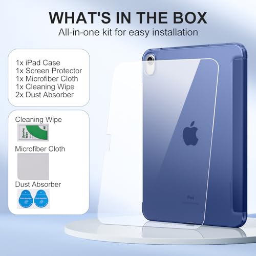 Mastten 11 Inch iPad A16 Case with Screen Protector 2025, 10.9 Inch iPad 10th Generation Case 2022, Navy Blue