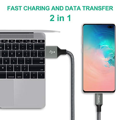 etguuds USB Type A to USB Type C Cable 3 Feet 15 Watts 3 Amps Data Transfer 0.48 Gbps 2-Pack Gray