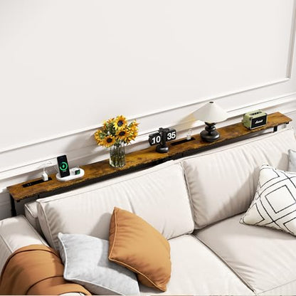 GRLEAF 78 Inch Console Table Set of 2 with Adjustable Height and Power Outlets