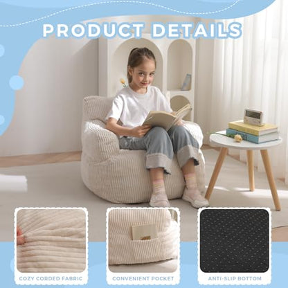 MAXYOYO Kids Bean Bag Chair, Model K01-BE, Beige