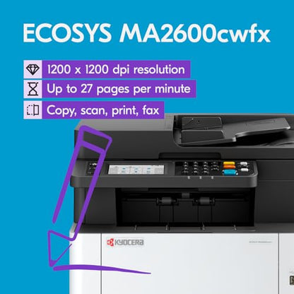 KYOCERA 16.2" D x 18" W x 16.4" H MA2600cwfx 1200 x 1200 dpi Laser Printer