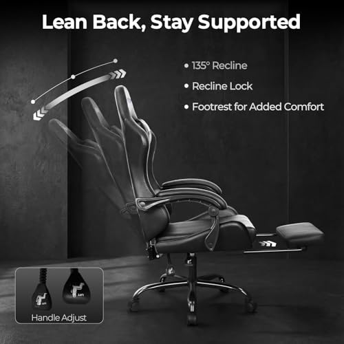 N-GEN GAMING 27.5"x24.5"x50" Adjustable Chair Model NG2601A-BK Indoor Seating