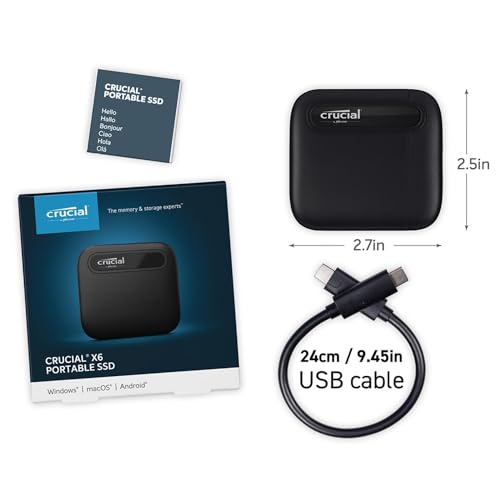 Crucial 1TB CT1000X6SSD9 Solid State Drive USB 3.2 Portable External Drive