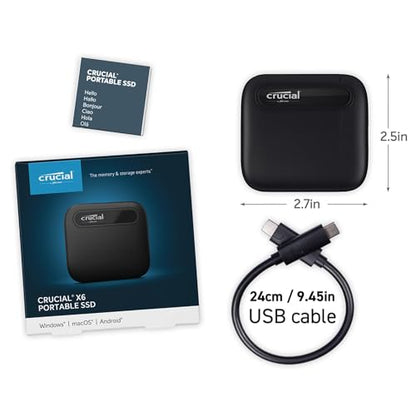 Crucial 1TB CT1000X6SSD9 Solid State Drive USB 3.2 Portable External Drive